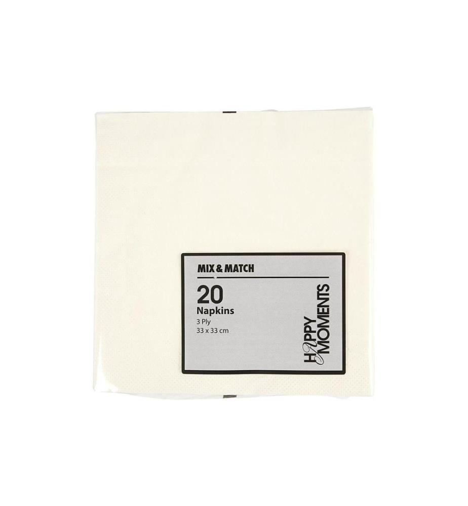 CREATIV COMPANY - Serviettes en papier 33 cm x 33 cm, 20 Pièce/s, Crème