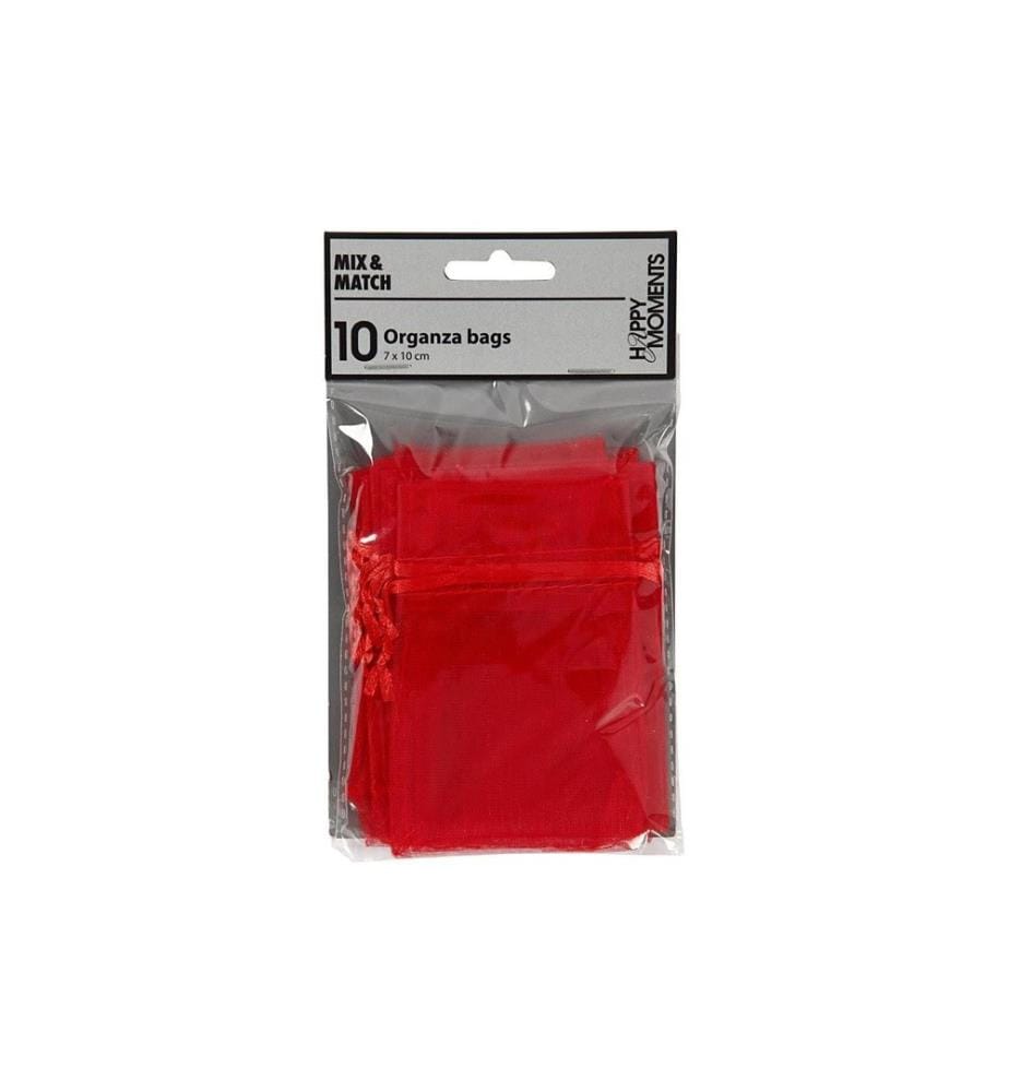 CREATIV COMPANY - Organzabeutel Organza 7 x 10 cm 10 Stück, Rot