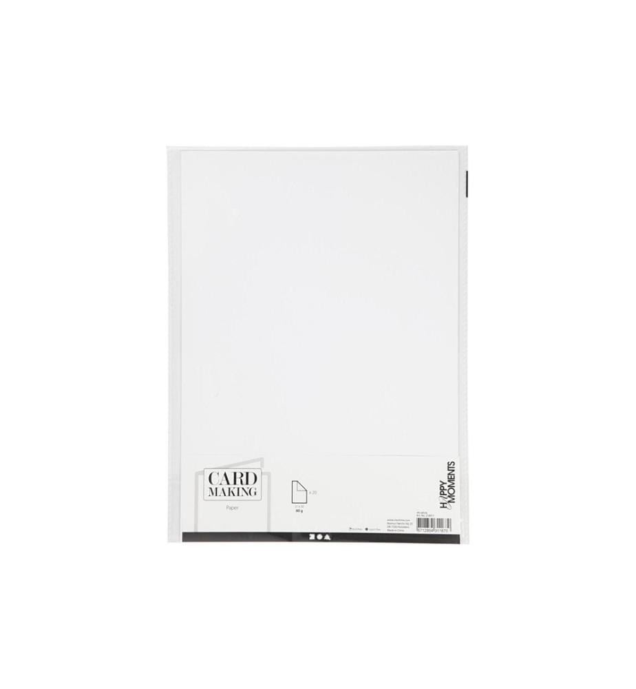 CREATIV COMPANY - Bastelpapier 70 g, 20 Blatt, Weiss