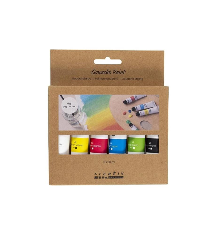 CREATIV COMPANY - Peinture à l'eau Gouache standard, 6 x 20 ml