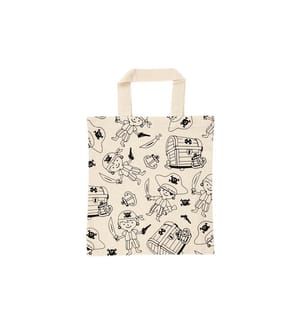 CREATIV COMPANY - Stofftasche Pirat 27,5 x 30 cm, 1 Stück, Nature/Schwarz