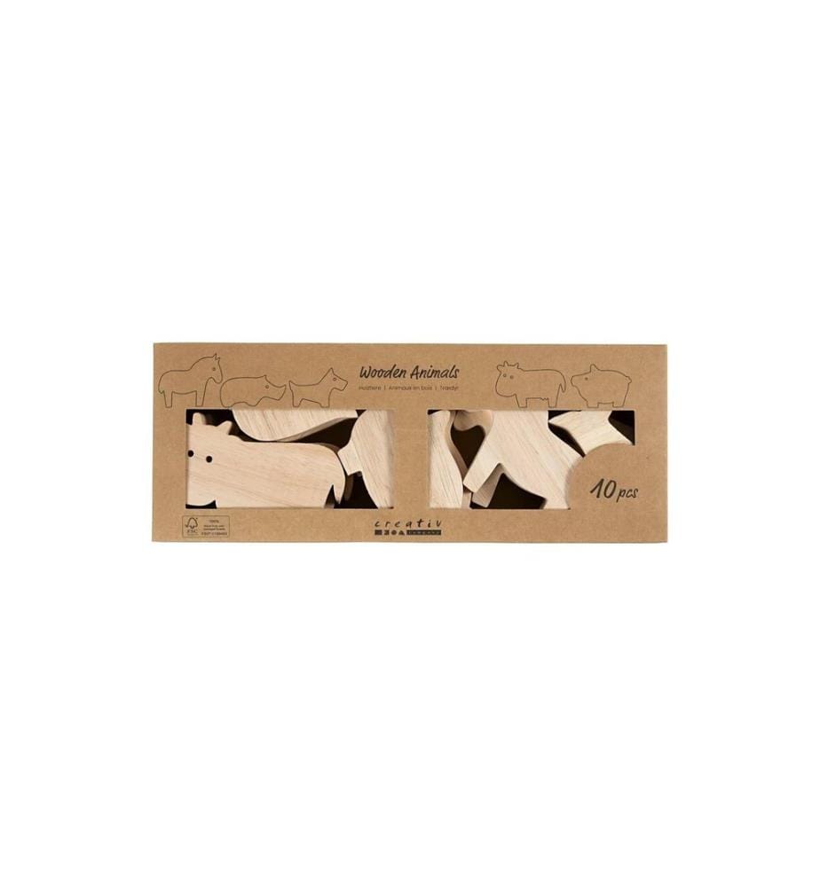 CREATIV COMPANY - Holzartikel Bauernhof 4.5-8.7 x 2 cm, 10 Stück