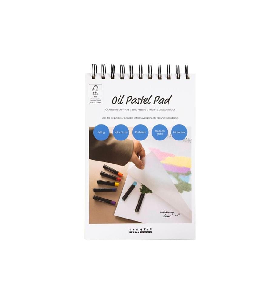 CREATIV COMPANY - Bloc à dessin Pad pour pastels à l'huile A5, blanc, 15 feuilles