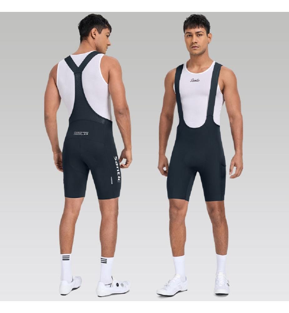 Pantaloncini da ciclismo corti con bretelle LuZheng con fondello Elastic Interface® - Blu navy