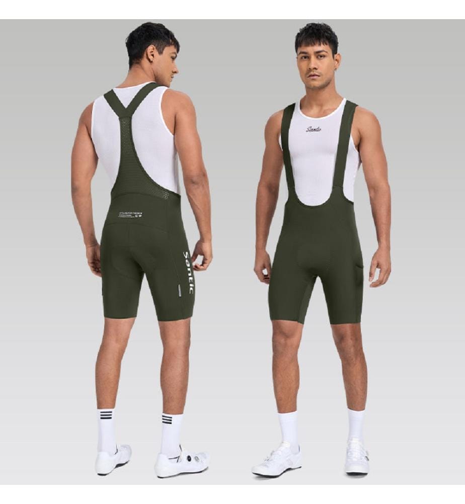 LuZheng kurze Radhose mit Trägern und Elastic Interface®-Sitzpolster - Grün