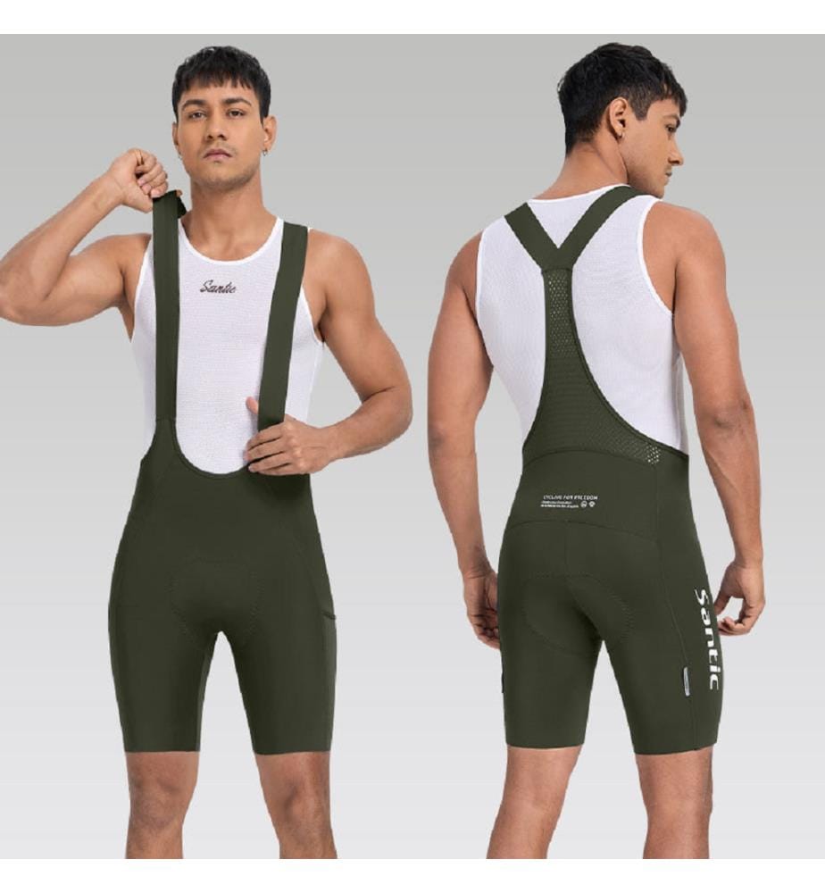LuZheng kurze Radhose mit Trägern und Elastic Interface®-Sitzpolster - Grün