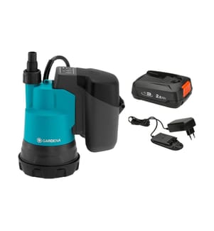 GARDENA Pompe immergée sans fil pour eau claire 2000/2 18 V P4A, Set
