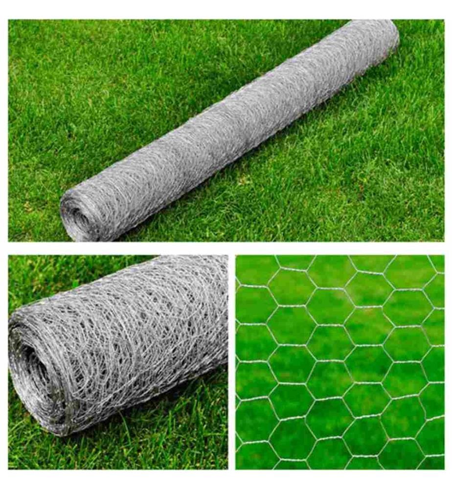 Maschendrahtzaun Verzinkter Stahl Hexagon 1×25 m Silbern