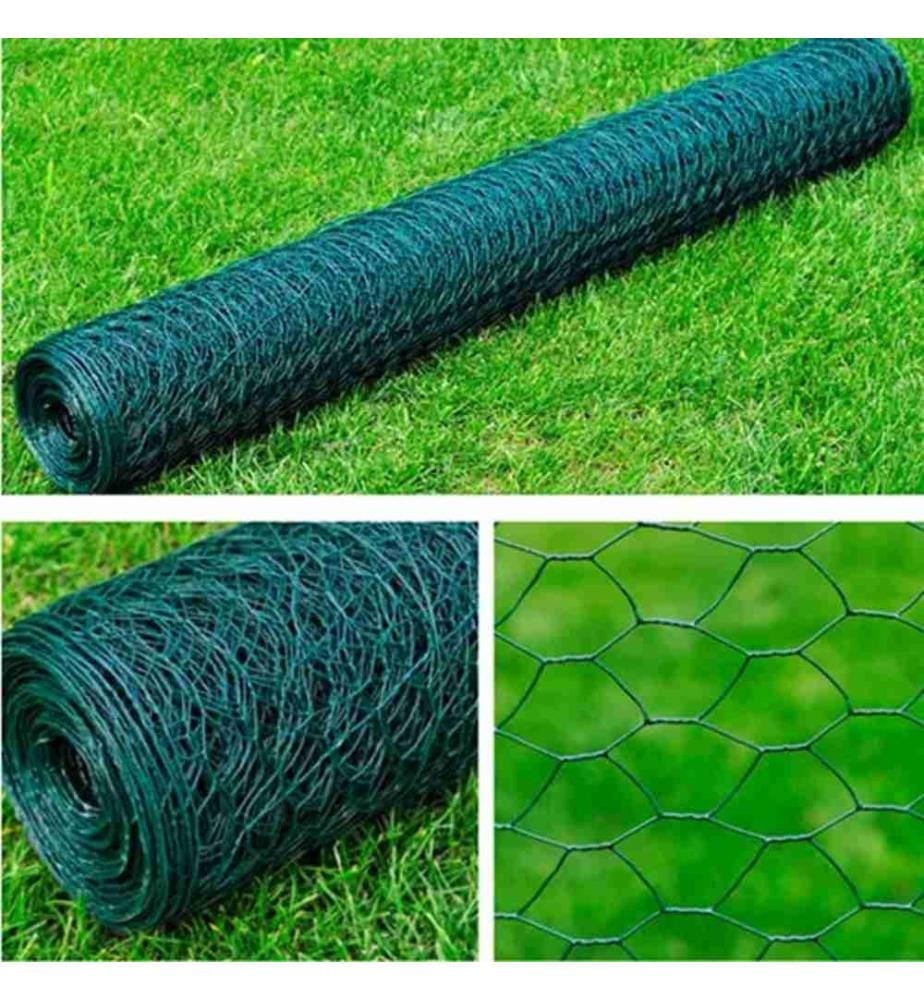Maschendraht Verzinkter Stahl Hexagon 1×25 m Dunkelgrün