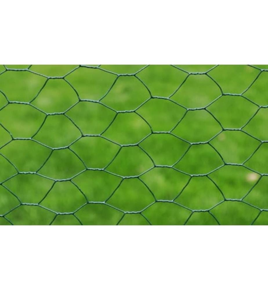 Drahtzaun für Hühner Verzinkt mit PVC-Beschichtung 25x0,5m Grün