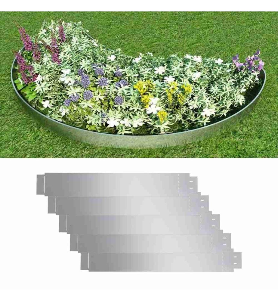 Flexible Rasenkante 5-er Set Verzinkter Stahl 100x14 cm