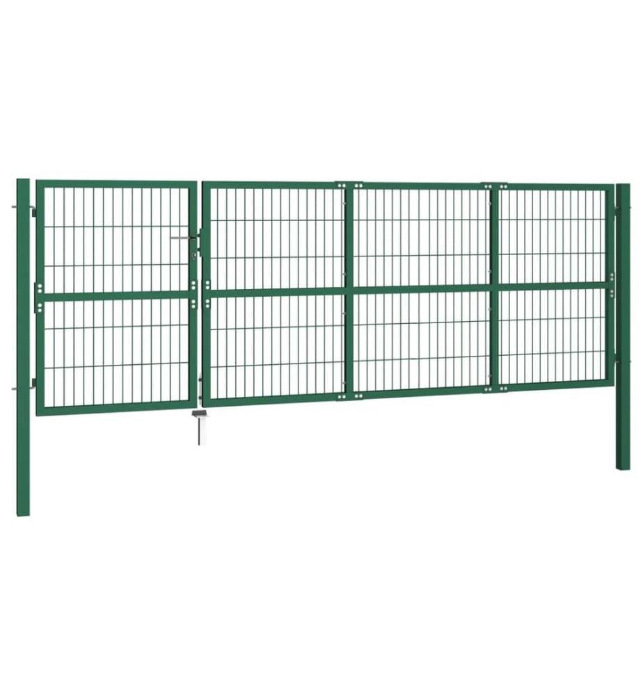 Gartentor mit Pfosten 350 x 120 cm Stahl Grün