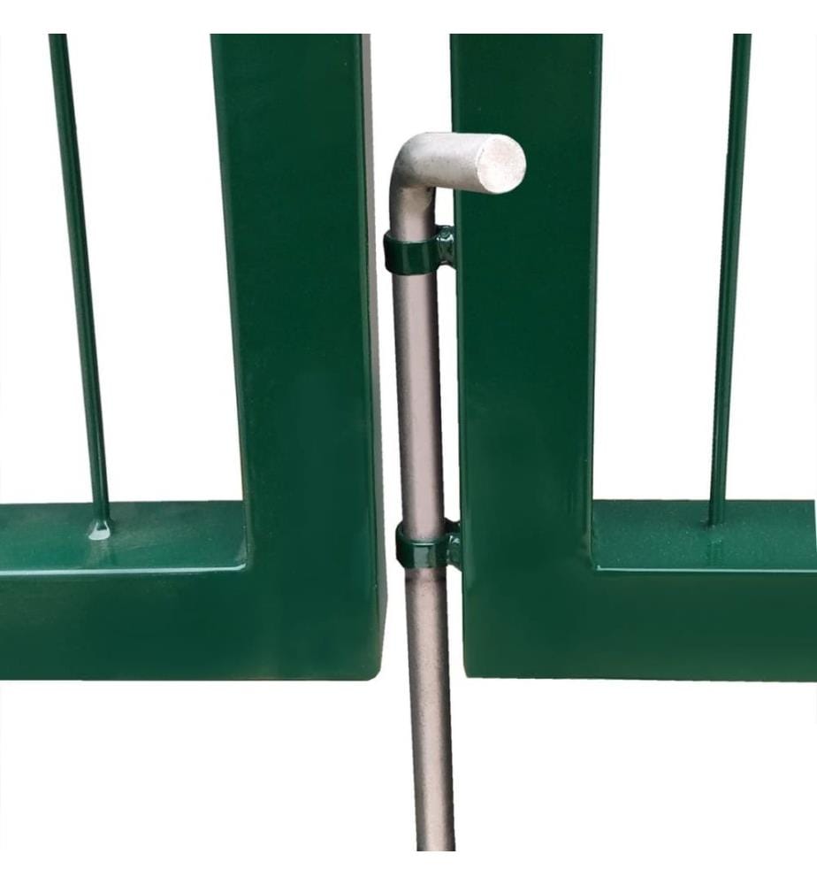 Gartentor mit Pfosten 350 x 120 cm Stahl Grün