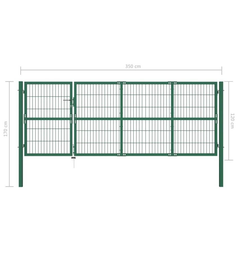 Gartentor mit Pfosten 350 x 120 cm Stahl Grün
