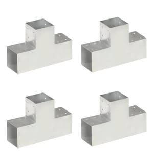 Pfostenverbinder 4 Stk. T-Form Verzinktes Metall 101 x 101 mm