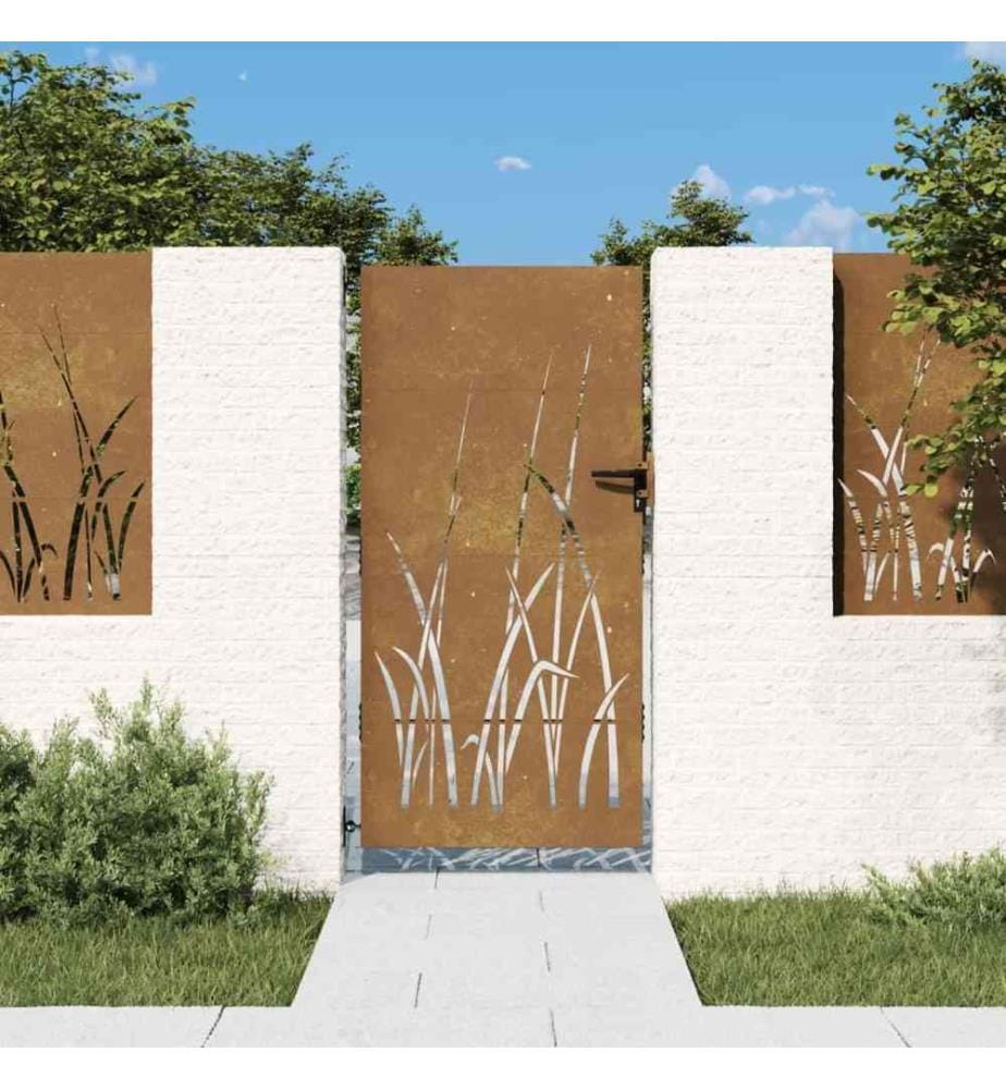 Gartentor 85x175 cm Cortenstahl Gras-Design