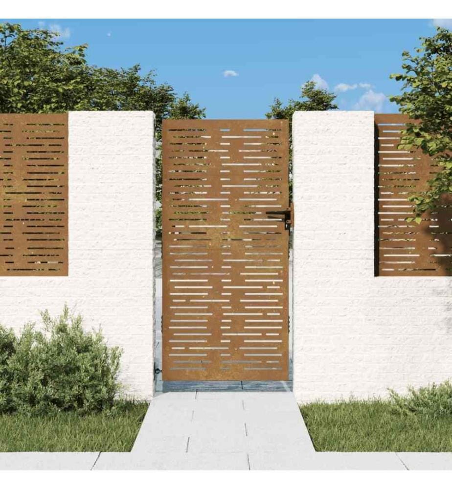 Gartentor 85x175 cm Cortenstahl Quadratisches Design