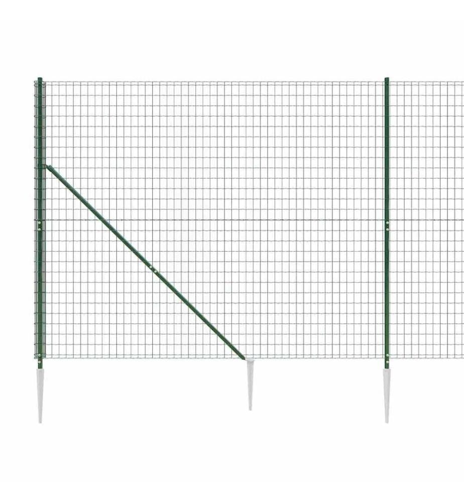 Clôture en treillis métallique et piquet d'ancrage vert 2,2x25m