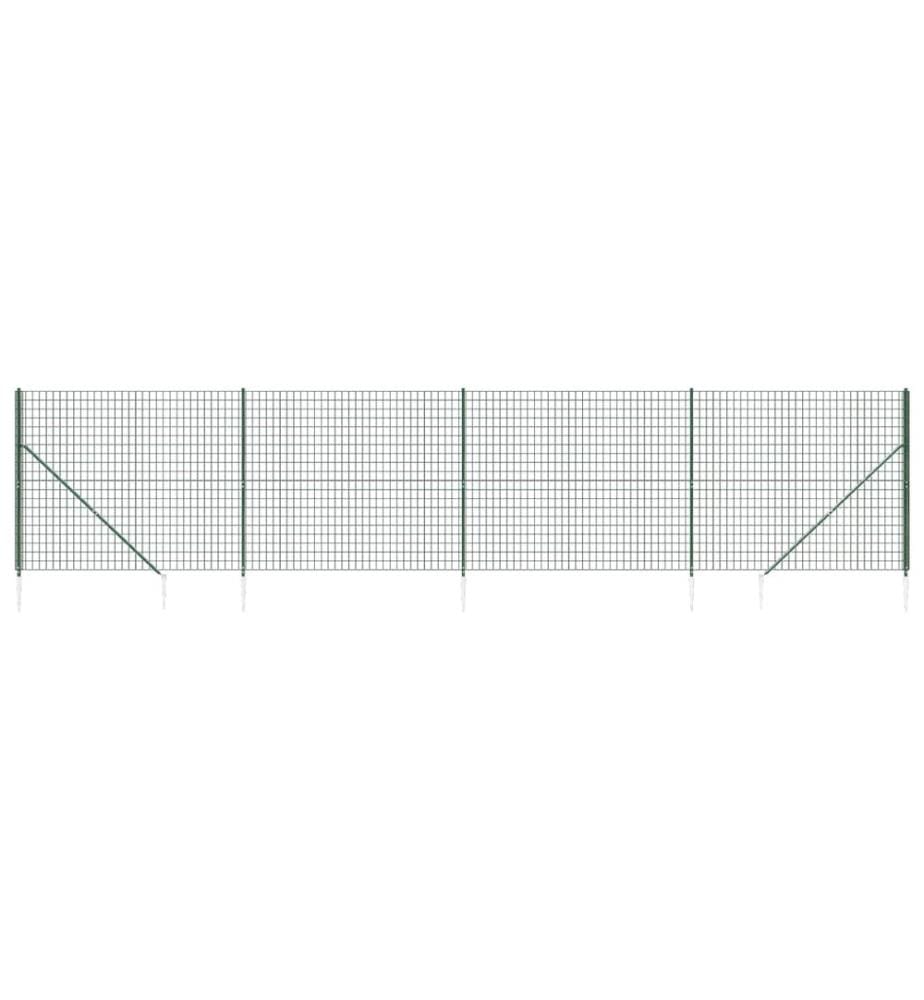 Clôture en treillis métallique et piquet d'ancrage vert 2,2x10m