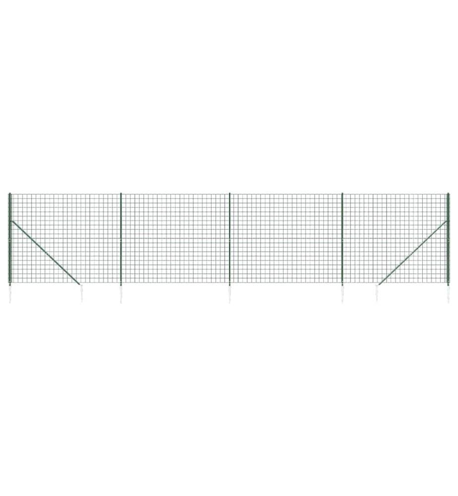 Clôture en treillis métallique et piquet d'ancrage vert 1,8x10m