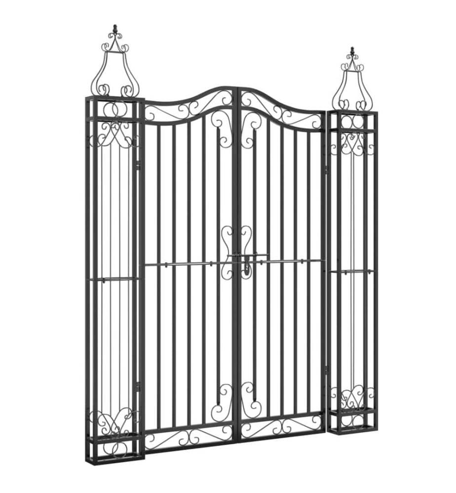 Gartentor Schwarz 121x8x150 cm Schmiedeeisen