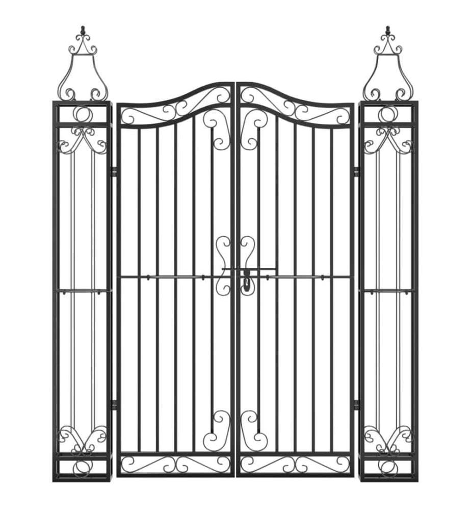 Gartentor Schwarz 121x8x150 cm Schmiedeeisen