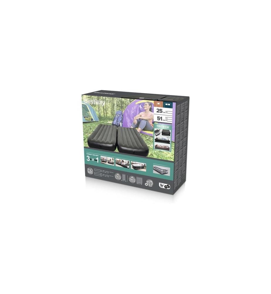 Bestway - Luftbett Twin/Queen, 3 in 1 Schwarz, 188 x 99 cm