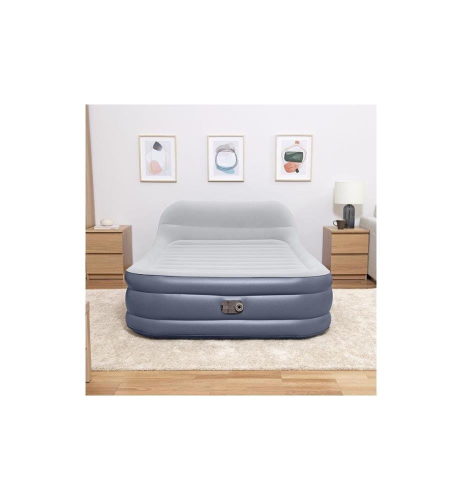 Bestway - Luftbett Tritech Sleekflow Headboard Blau/Grau, 226 x 152 cm