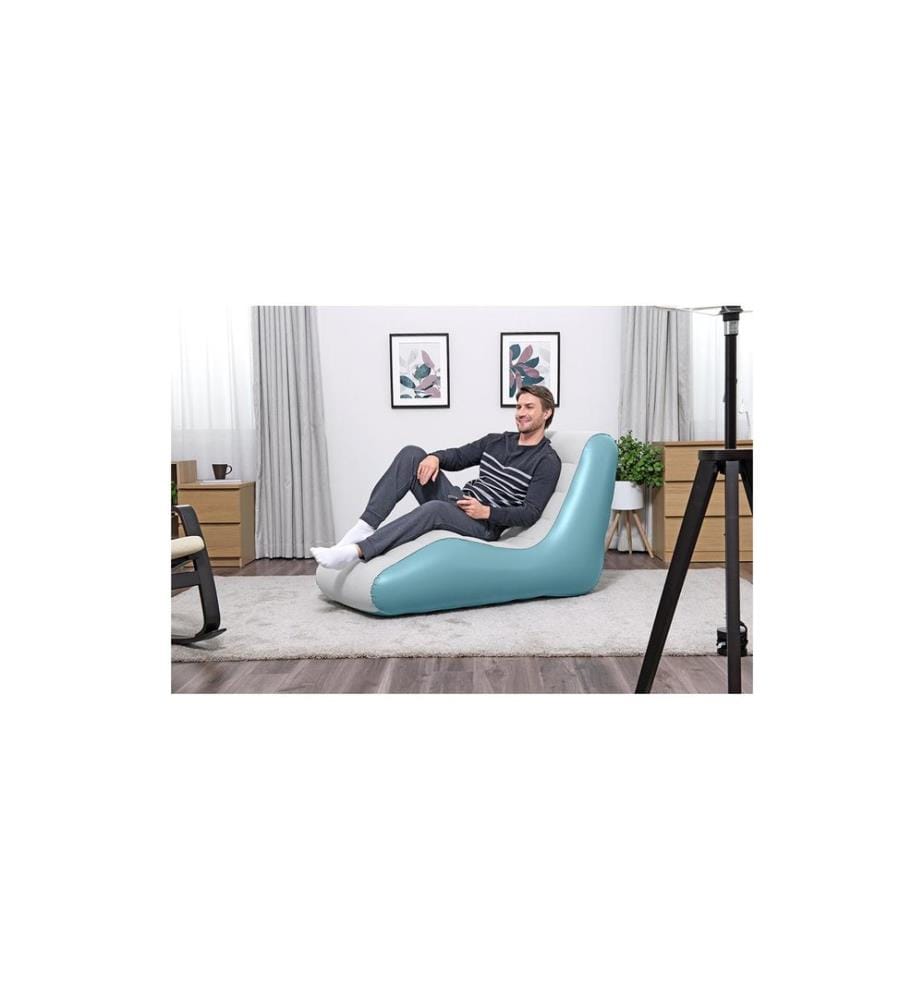 Bestway - Fauteuil gonflable Leisure Luxe blanc/vert, 133 x 79 cm