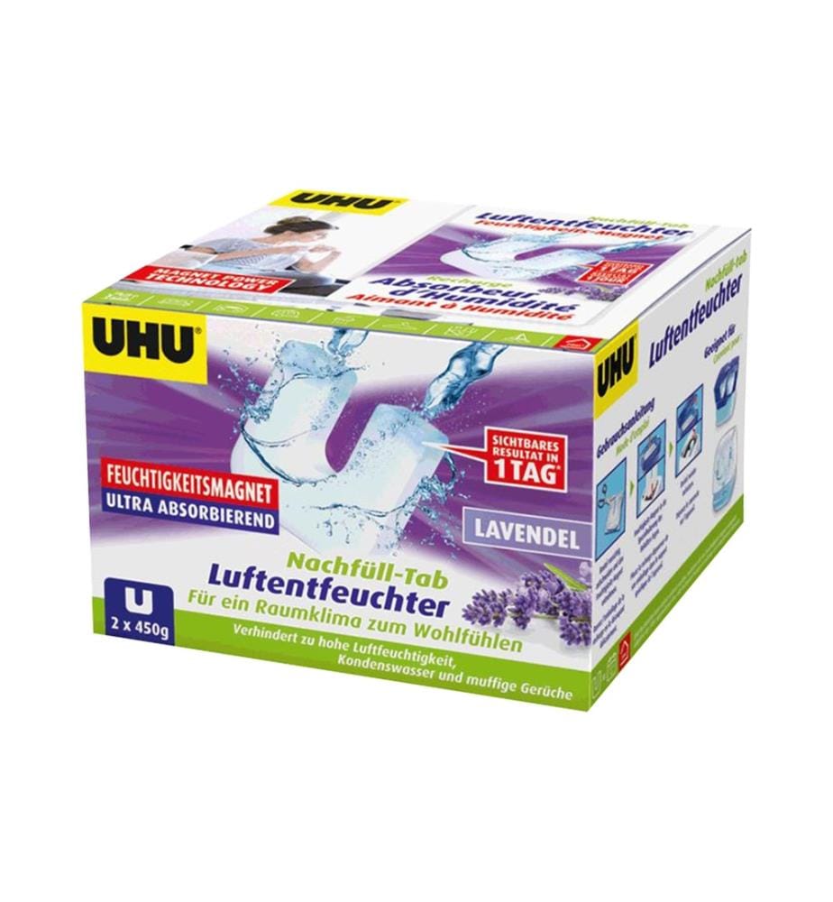 UHU - Déshumidificateur Tablette de recharge de lavande 450 g, 2 pièces