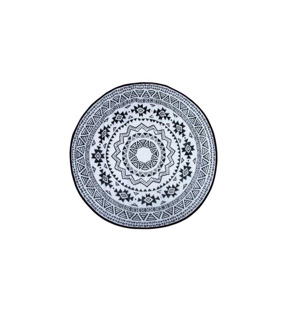 ESSCHERT DESIGN - Teppich India Ø 180 cm x Schwarz/Weiss