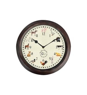 ESSCHERT DESIGN - Gartenuhr mit Bauernhoftiergeräuschen ø 30 cm, Mehrfarbig