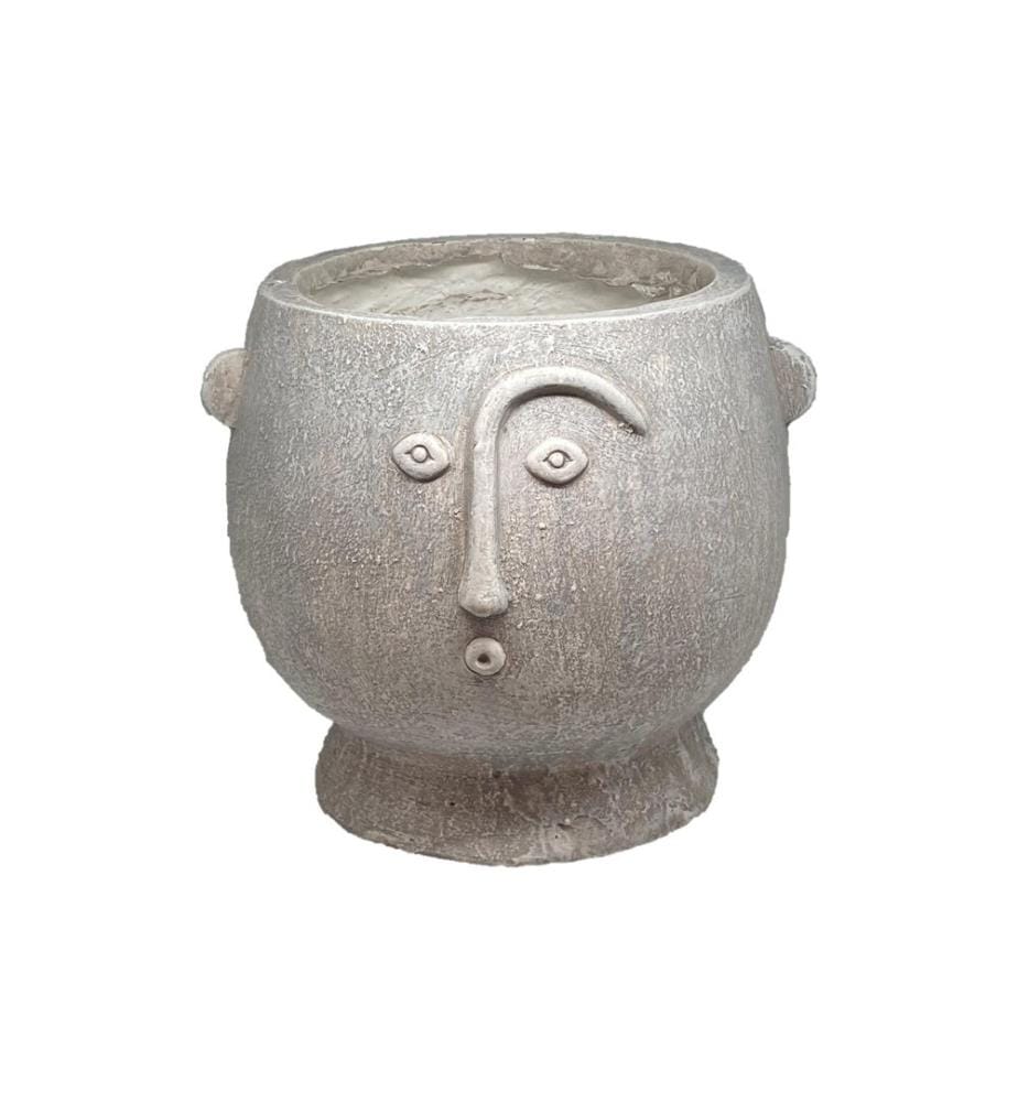 DAMECO - Pot à fleur avec visage 16 cm, Gris