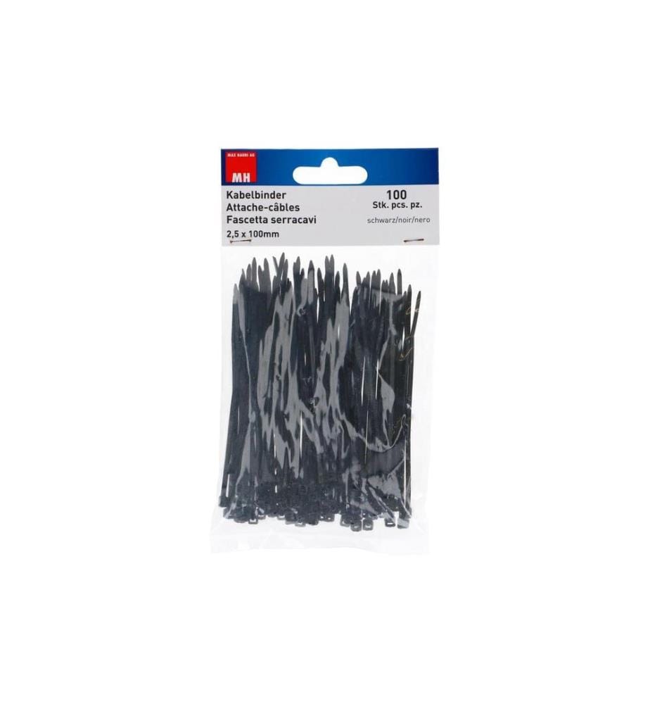MAX HAURI - Serre-câble 100 pièces Noir 100 mm x 2.5 mm
