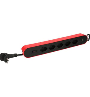 MAX HAURI - Bloc multiprises Design Line 5x T13 USB A+C rouge