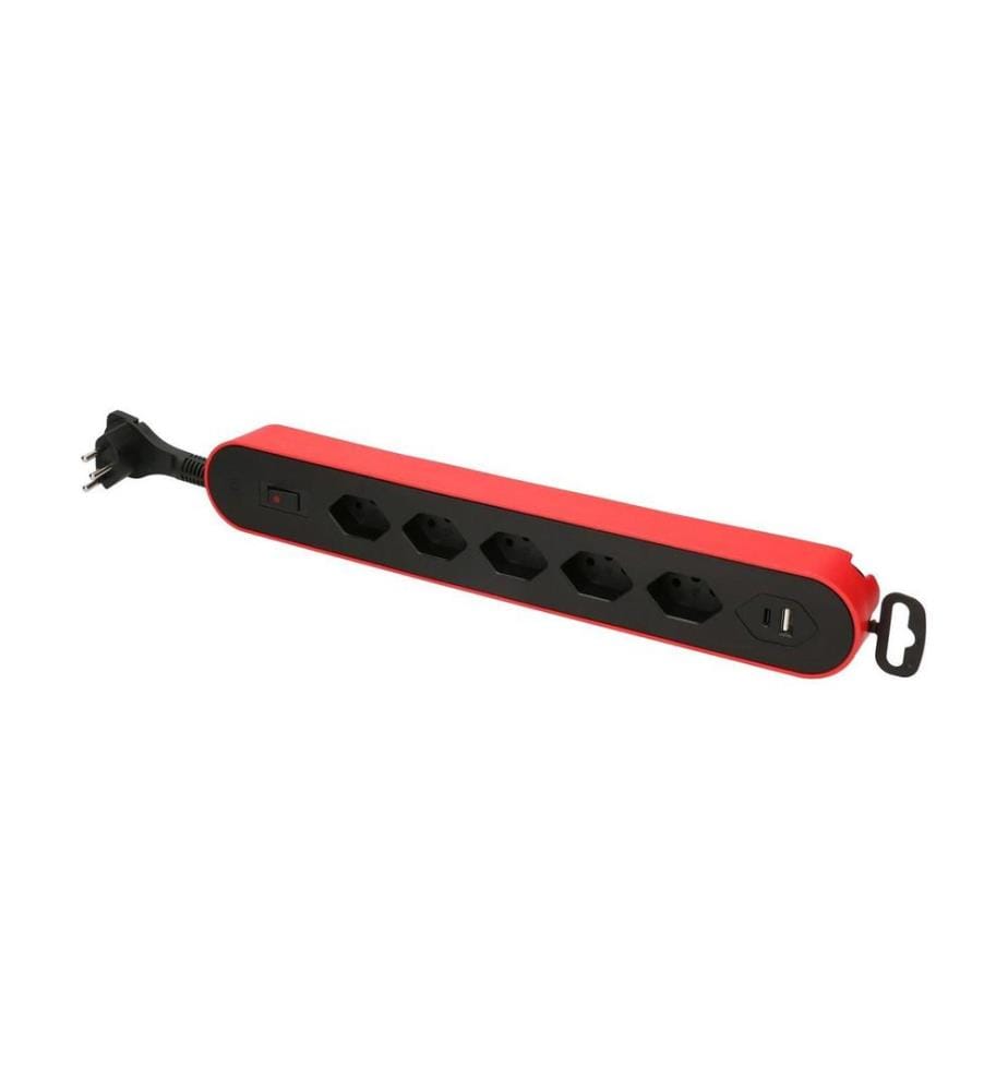 MAX HAURI - Steckdosenleiste Design Line 5x T13 USB A+C rot