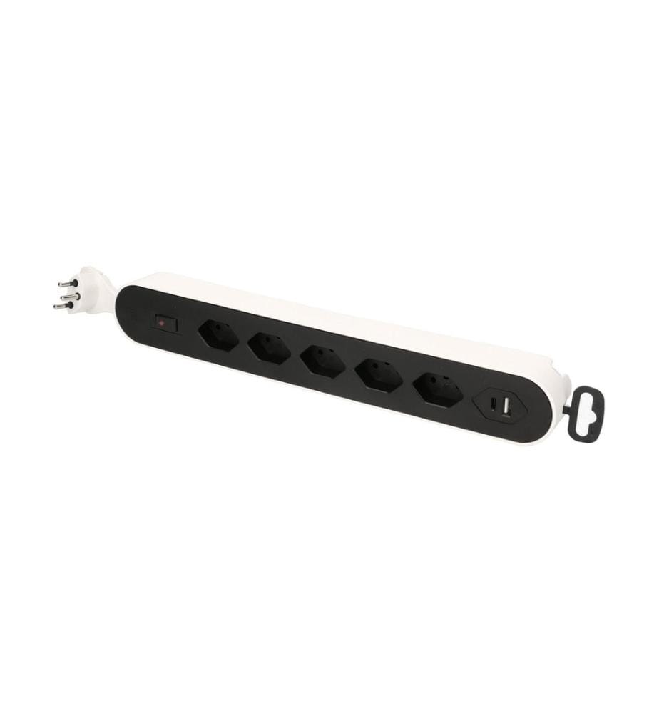 MAX HAURI - Bloc multiprises Design Line  5x T13 USB A+C blanc