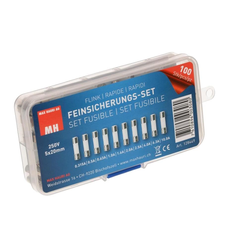 MAX HAURI - Schmelzsicherung Set 5 x 20 mm Flink, 100 Stück