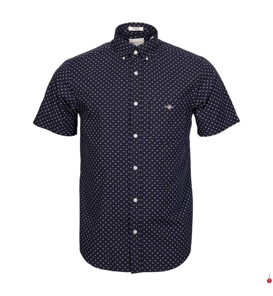 Hemd Regular Fit Micro Print - Evening Blue