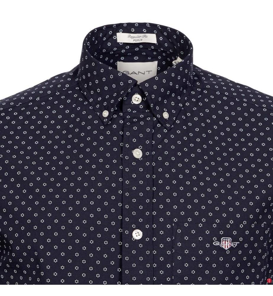 Hemd Regular Fit Micro Print - Evening Blue
