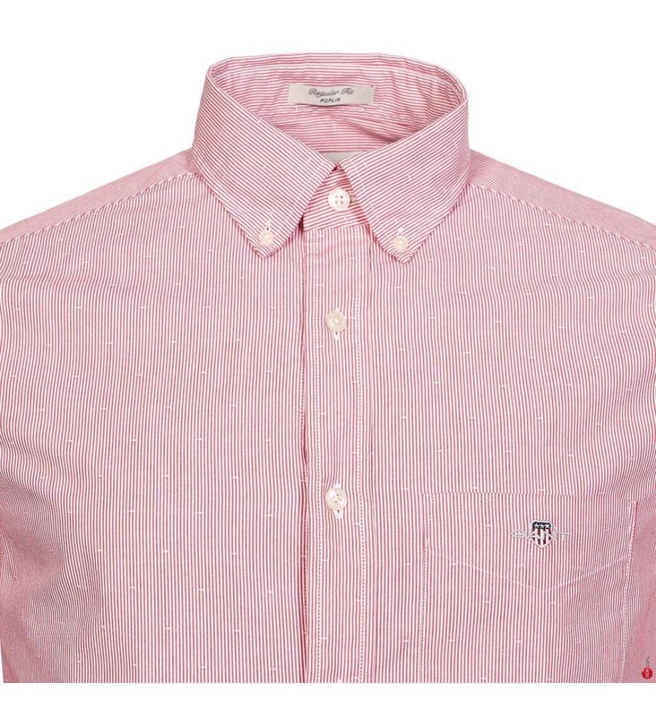 Hemd Regular Fit Dobby Dot Stripe - Ruby Red