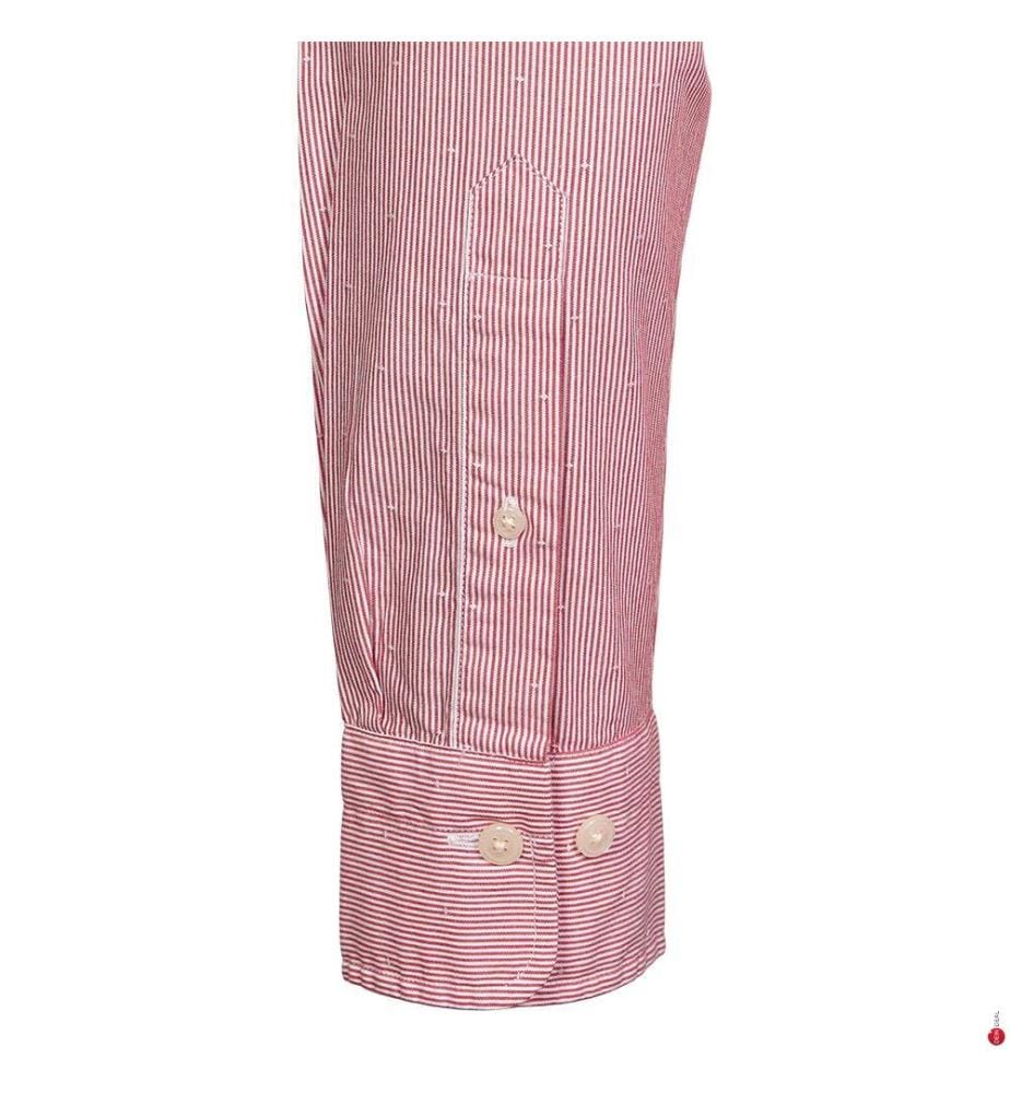 Hemd Regular Fit Dobby Dot Stripe - Ruby Red