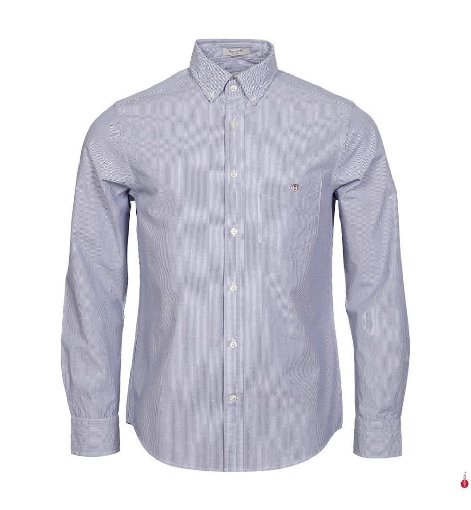 Chemise Regular Fit Dobby Dot Stripe - College Blue