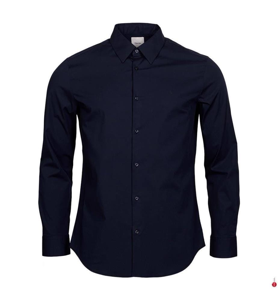 Stretchhemd mit Knöpfen - Navy
