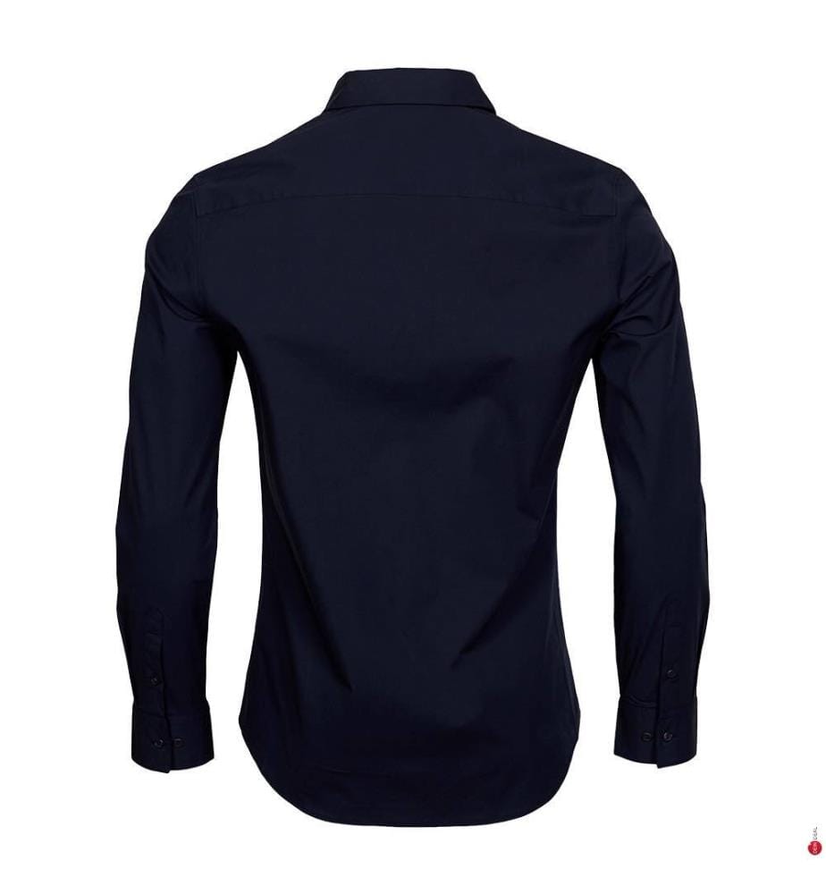 Stretchhemd mit Knöpfen - Navy