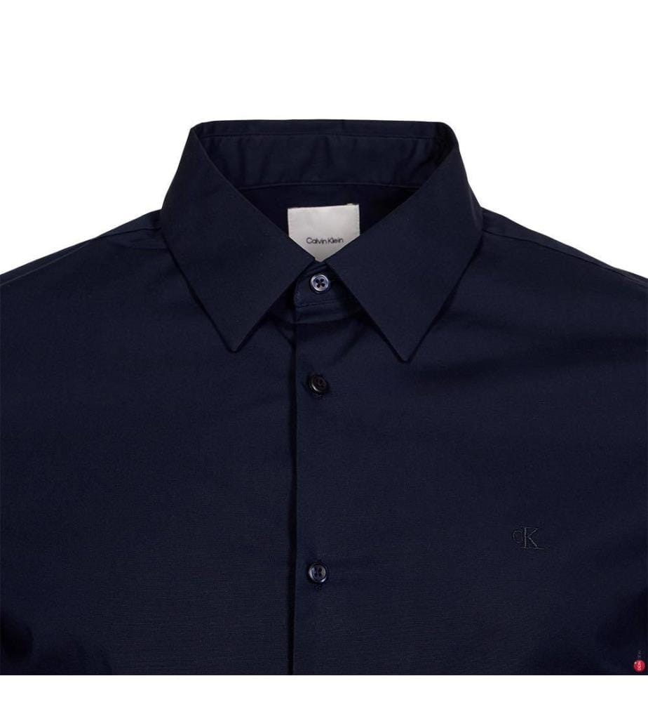 Stretchhemd mit Knöpfen - Navy