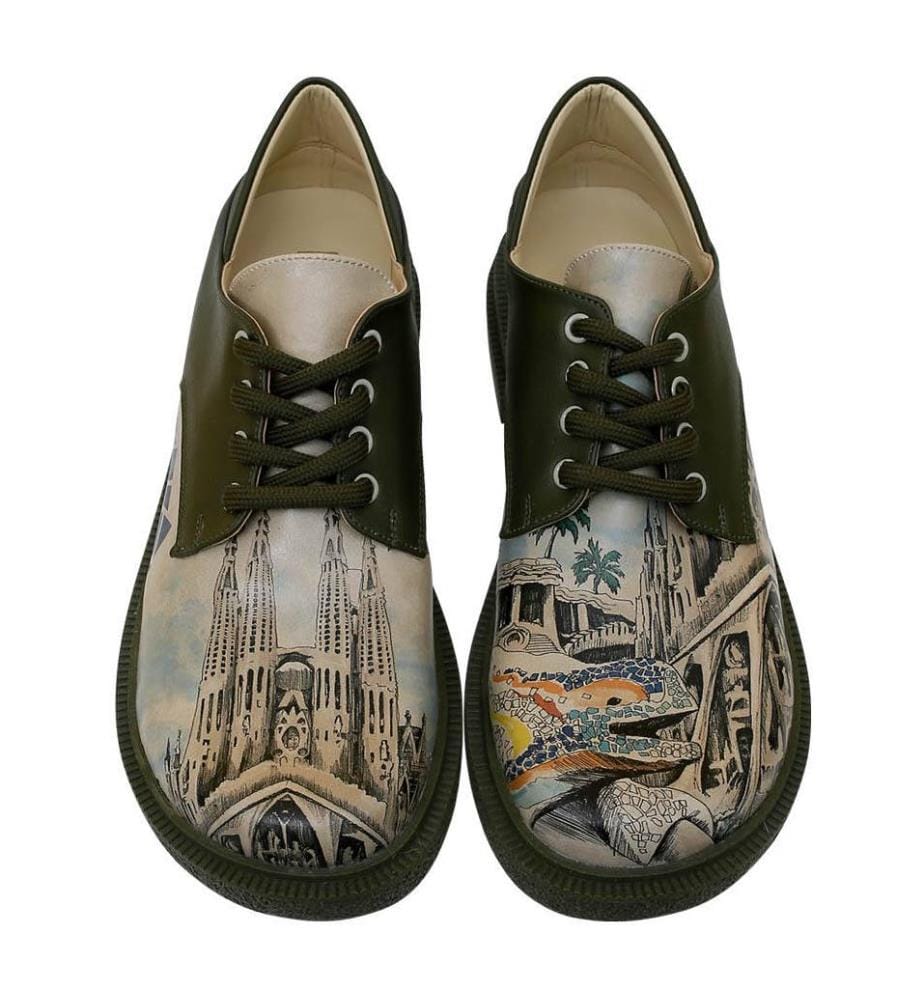 Flache Schuhe aus pflanzlich gegerbtem Leder Design Barcelona - Mehrfarbig