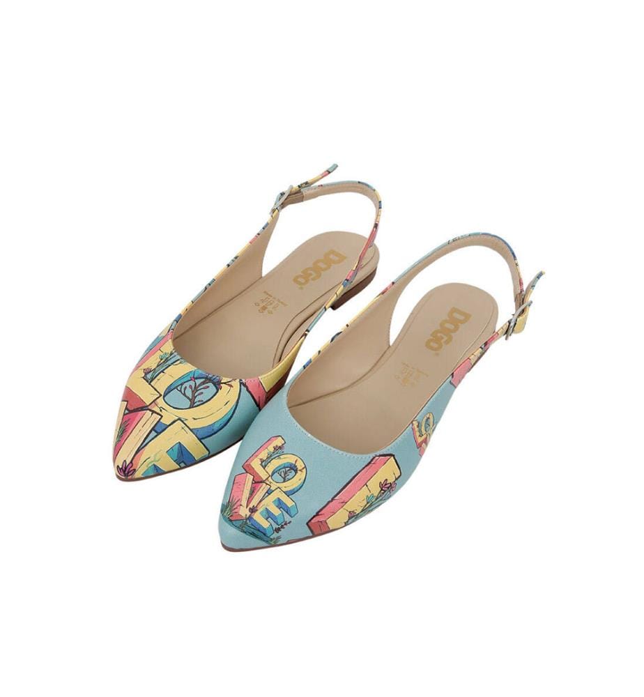 Ballerines en cuir Végétal turquoise - Love Design