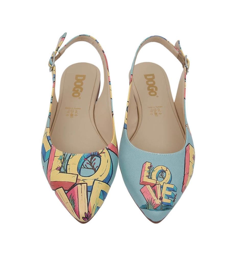 Ballerines en cuir Végétal turquoise - Love Design