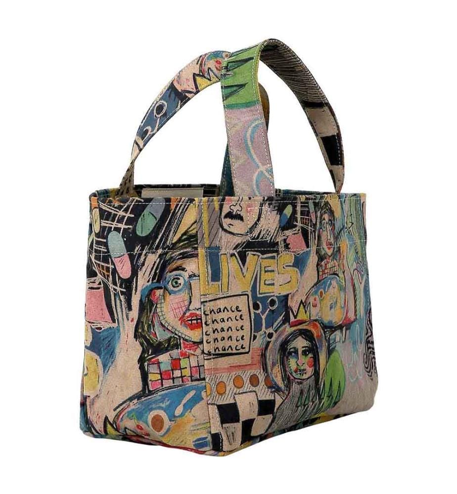 Medium Tote Bag Live and Save Tasarim - Multicolore